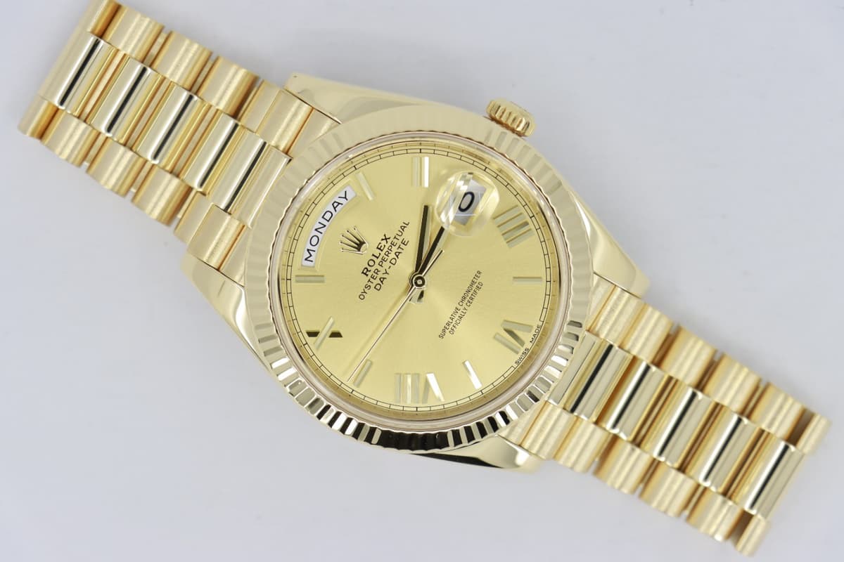 Rolex Day-Date 40 228238 Champagne Roman Dial President 18K Box & Papers