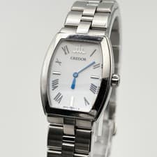 SEIKO Credor Aqua Ladies Quartz Watch Blue Hands 5A70-0AE0 Tonneau