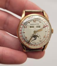 Movado triple date moonphase Men's watch works but with issues AS IS to restore
