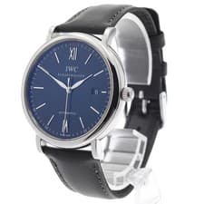 IWC PORTOFINO IW356502 40mm SS Black Dial Automatic Date Leather Strap #C505