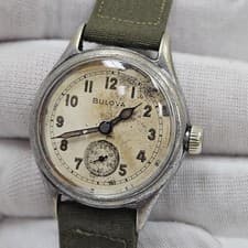 1940s Bulova ORD. DEPT. U.S. Military WWII 10AK Luminous White Dial Wristwatch 2