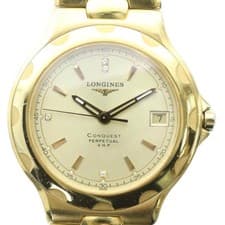 LONGINES L1.632.2 Watch Quartz Logo Calendar Date Gold Color GY18 /MQ Men's