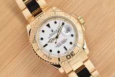 1997 Rolex Yacht-Master 40mm 18K Yellow Gold White Onyx Dial 16628B Set