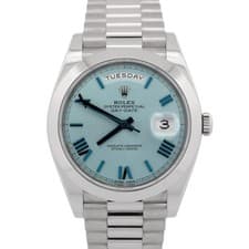 PAPERS Rolex Day-Date President 40mm Platinum Blue Quadrant Glacier 228206 BOX