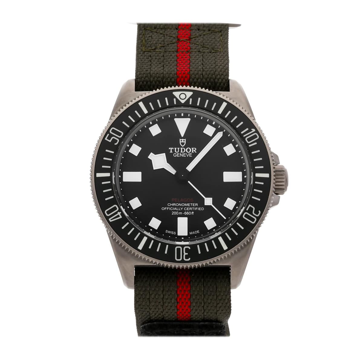 Tudor Pelagos FXD Titanium Auto 42mm Ceramic Bezel Fabric Strap Watch 25717N