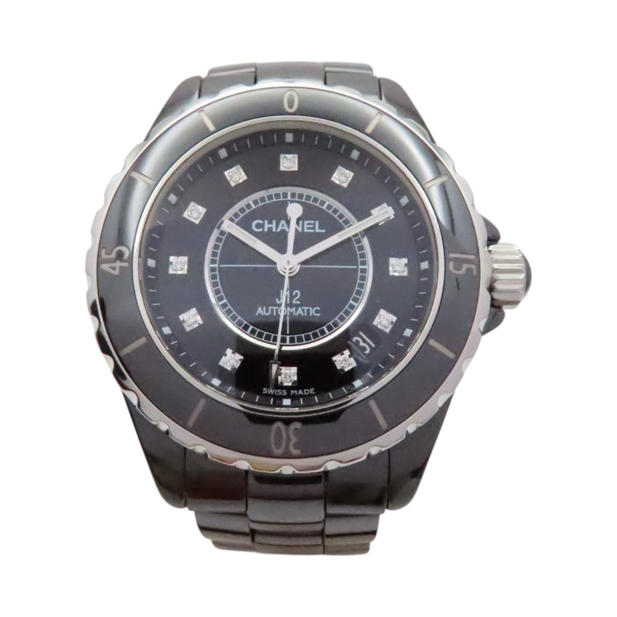 CHANEL J12 Diamond Watch Black Ceramic Stainless Steel 38mm H1626