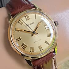 Vintage BULOVA men's automatic watch Date 11AOACD Roman numerals swiss 1974