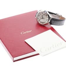 CARTIER BALLON BLEU W69017Z4 36mm SS Silver Dial Automatic Leather Strap #C276