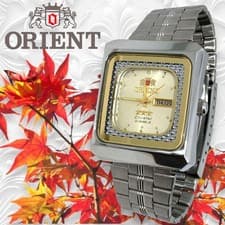 Orient Crystal Automatic Rectangular Watch Womens Champagne Dial 21 Jewels