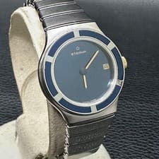 Eterna Date Watch Quartz Navy Men's Wristwatch