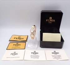 Vintage [ w/B＆P ] FENDI 620L Dual Time Gold Bangle Women's Quartz Watch JAPAN