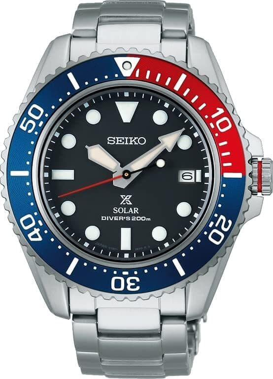 Seiko Prospex SBDJ053 Pepsi Solar Stainless Sapphire Diver Scuba 200m Watch Men