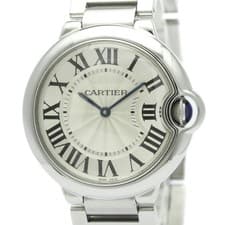 CARTIER Ballon Bleu MM Steel Quartz Mid Size Watch W69011Z4 Polished BF589814