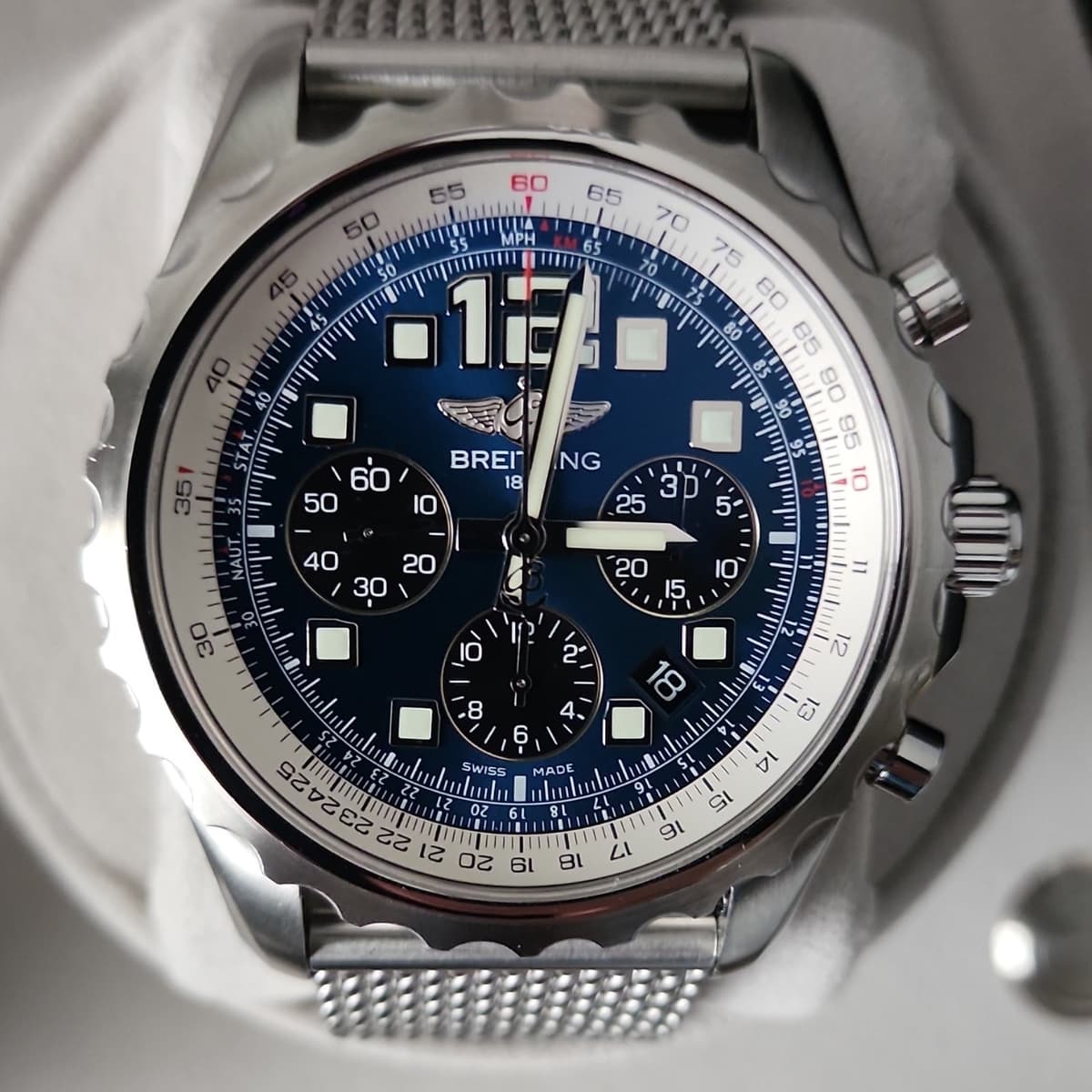 Breitling Chronospace Automatic Blue Dial Chronograph Date 46mm SS 100m