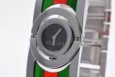 ▶️ Video [N MINT] GUCCI Twirl 112 Bangle Black Dial Red Green Quartz Women Watch