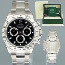 MINT 2009 PAPERS Rolex Daytona 116520 Black Steel Cosmograph Chromalight Watch