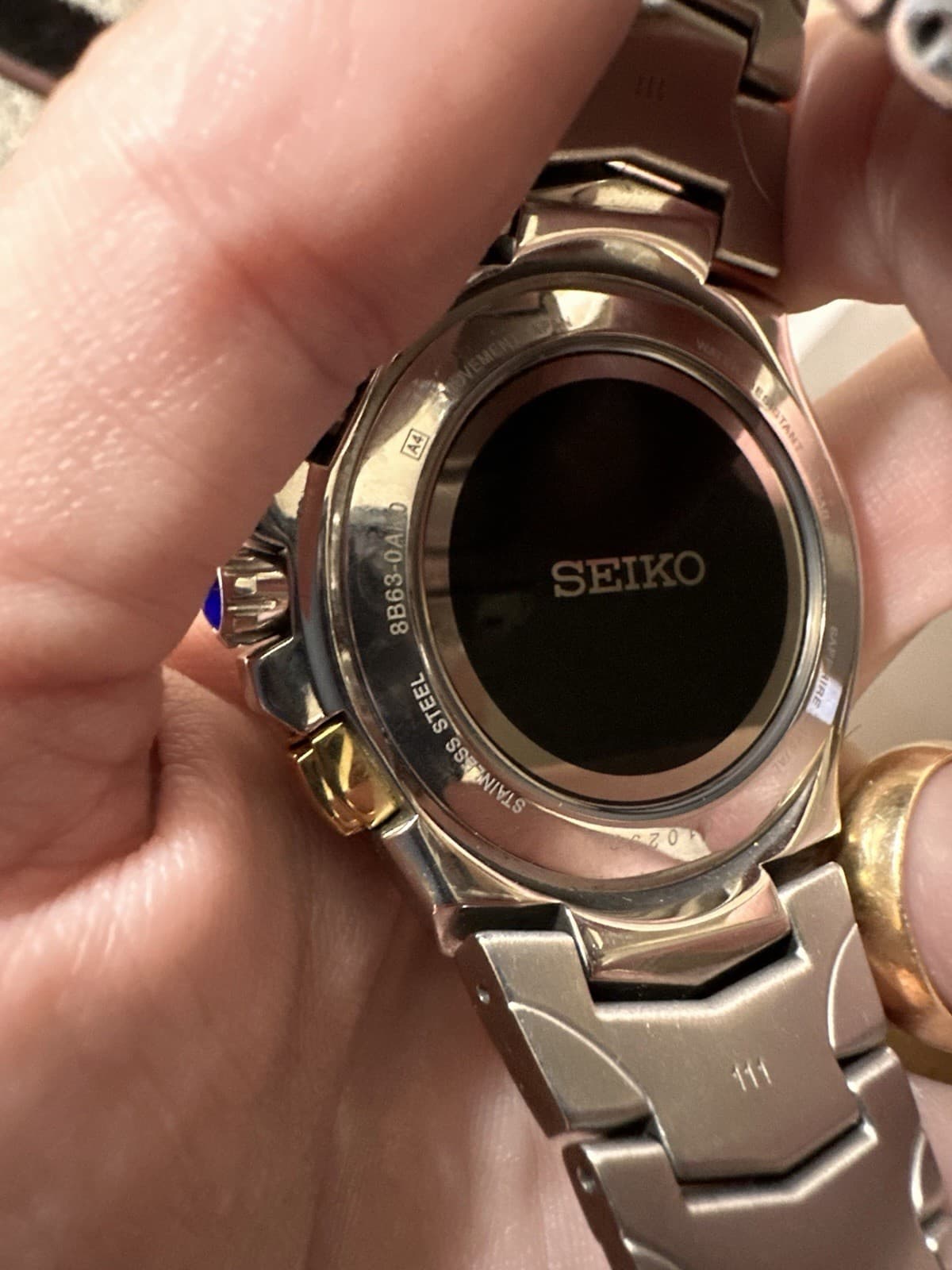 Seiko Coutura Radio Sync Solar Men's Blue Dial Two-Tone Stainless Steel Watch