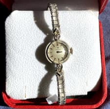 VTG OMEGA Ladies Cocktail Watch Faceted Gem-Cut Crystal Ω Crown (for parts)