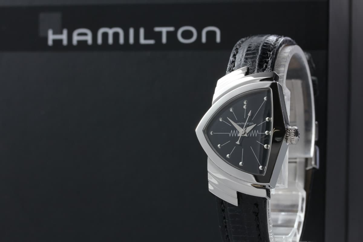 [NEAR MINT w/Box] Hamilton Ventura H242111 Black Dial 24mm Qz Womens Watch JAPAN