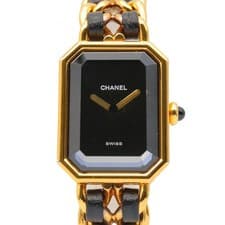 CHANEL Premiere M Wrist Watch Quartz Gold Plated Leather Belt H0001