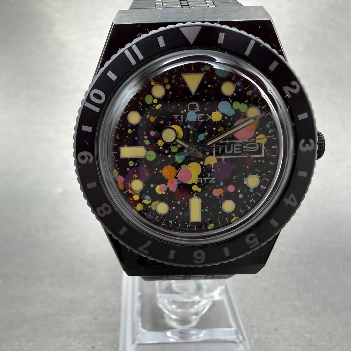 Timex Q Phantasm Watch Men 38mm Custom Dial Black Tone Daydate IFL New Battery