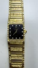 Raymond Weil Geneve 18k GP Black Dial Diamond Vintage Ladies Watch 90's Rare