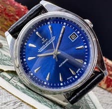 Jaeger-LeCoultre Vintage Automatic Men's Watch Blue Dial 36mm Index Leather
