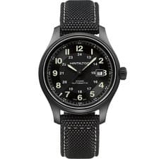 HAMILTON KHAKI FIELD BLACK TITANIUM CASE DATE BLACK DIAL 42MM H70575733
