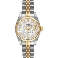 Rolex Datejust 26 Steel Yellow Gold MOP Diamond Dial Ladies Watch 79173