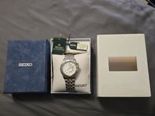 Vintage Seiko Kinetic 5M43-OA59 Stainless Steel White Dial Quartz Men's Watch