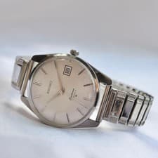 Seiko Sportsman Silver Dial Hand-Wound 17 Jewels Rubber Band Watch 1.5 in