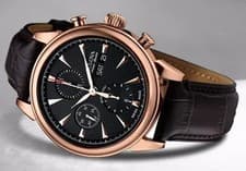 Bulova Men's Gemini Swiss Automatic Chrono Pink Gold Tone Brown Leather 64C105