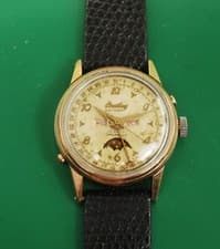 Vintage 1940s Breitling DIATORA 18k Gold Pink Bezel Original Dial Ref.244-94