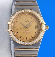 Mens Omega Constellation 18K Gold Chronometer Watch - Diamond Bezel - 1207.10
