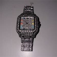 Cartier Santos Luxury Silver 40mm Square Watch Multicolor Diamond Roman Dial