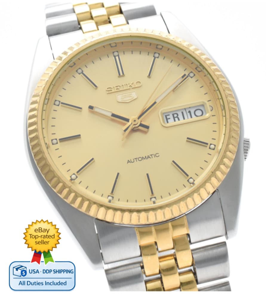 Vintage [MINT] Seiko 5 7S26-3110 Gold Day Date 36mm Automatic Men's Watch JAPAN