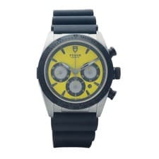 Tudor 42010 Fastrider Chronograph 42mm Steel Yellow Dial Rubber Auto Men's Watch