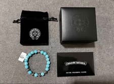 Chrome Hearts Turquoise Bead Bracelet Cross Ball Silver 925 From Japan