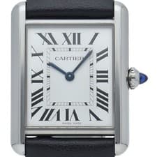 CARTIER Tank Mast LM Watch Solar Powered Beat WSTA0059 Stainless Steel / Lea...