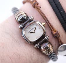 David Yurman MOP Dial Cable Bangle Watch, Quartz 18k .925 Case 6.3” Timeworn