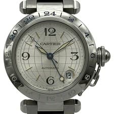 Cartier Pasha C Meridian GMT W31029M7 Silver Automatic Ladies Watch Used