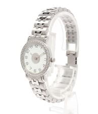 Hermes Watch Sellier Quartz SE4.210 Women's Date White Dial Stainless Steel