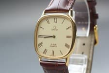 Vintage 1980 OMEGA De Ville Cal.1365 Ref.191.0181 Gold Roman Quartz Mens Watch