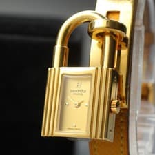 [Near Mint] HERMES Kelly Padlock Gold Dial Quartz Women's Watch From JAPAN