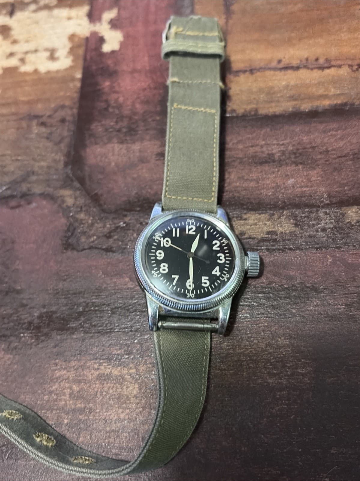 WW2 Elgin A-11 Military Pilot Watch NOS Strap Replacement Crown And Case