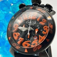 GaGa Milano Manuale 48 Chronograph Quartz Men's Watch Black Orange Unused