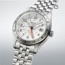 🌟 Seiko 5 Sports GMT SSK059K1 White Dial Auto Steel Bracelet Watch Skelton Back