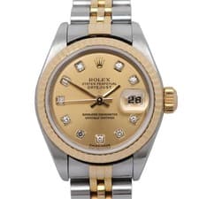 2004 Rolex 79173 Datejust 26mm Steel 18K Yellow Gold Diamond Champagne Watch