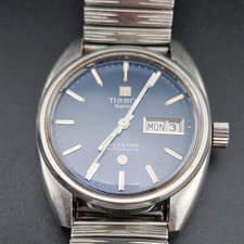 Vintage Steel Swiss Tissot 25J SeaStar Gents Day-Date Wrist Watch 1978 box