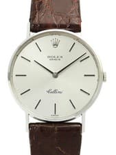 ROLEX Cellini 3833 31mm Silver Dial White Gold Leather Stainless Steel #T222